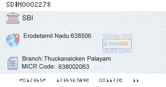 State Bank Of India Thuckanaicken PalayamBranch 