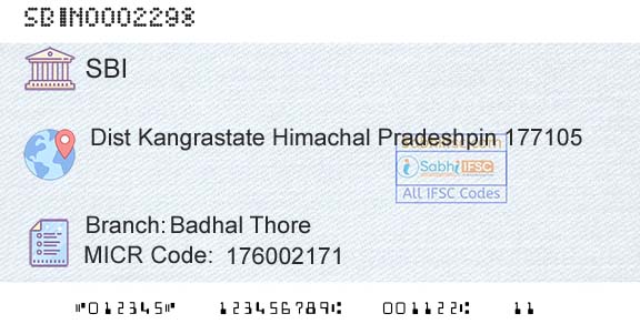 State Bank Of India Badhal ThoreBranch 