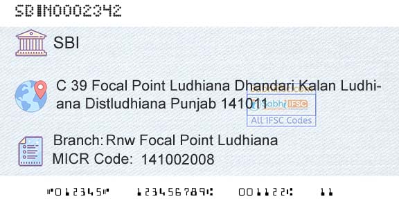 State Bank Of India Rnw Focal Point LudhianaBranch 