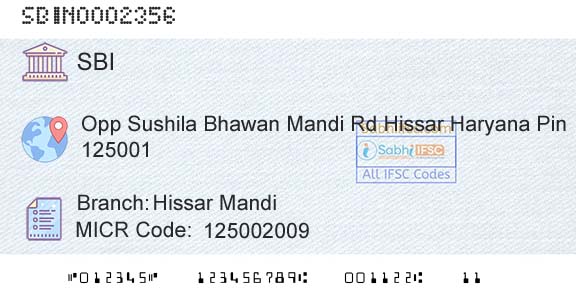State Bank Of India Hissar MandiBranch 