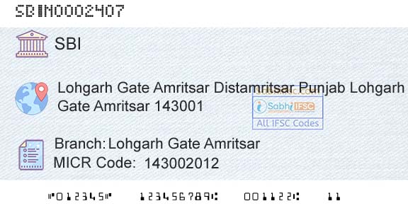 State Bank Of India Lohgarh Gate AmritsarBranch 