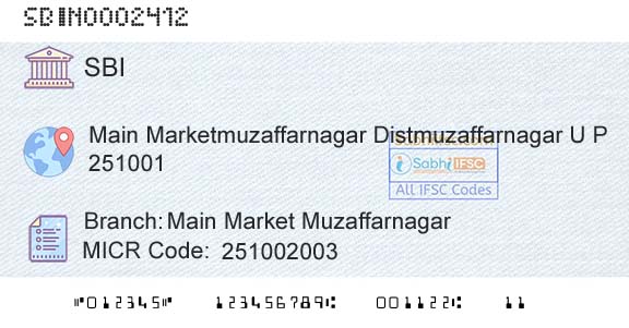 State Bank Of India Main Market MuzaffarnagarBranch 