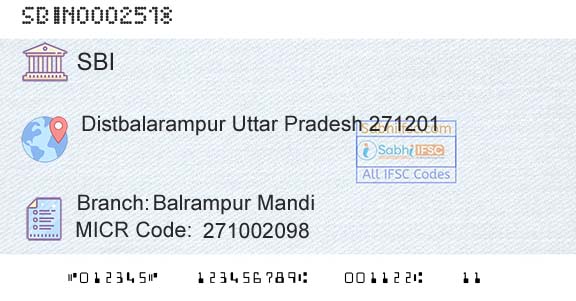 State Bank Of India Balrampur MandiBranch 