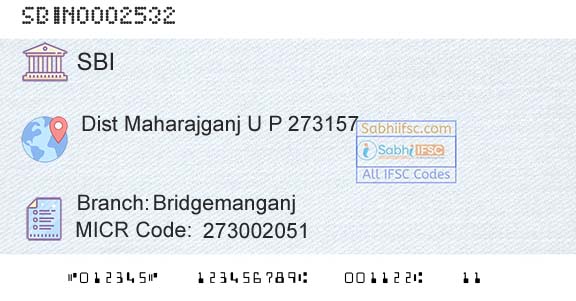 State Bank Of India BridgemanganjBranch 
