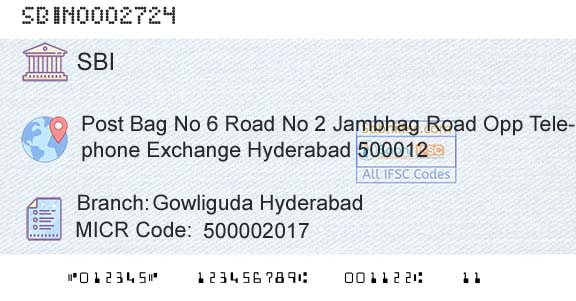State Bank Of India Gowliguda HyderabadBranch 