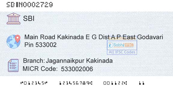 State Bank Of India Jagannaikpur KakinadaBranch 