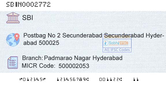 State Bank Of India Padmarao Nagar HyderabadBranch 
