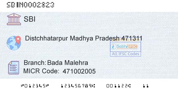 State Bank Of India Bada MalehraBranch 