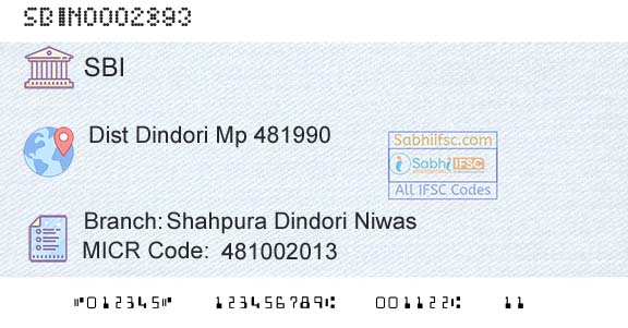 State Bank Of India Shahpura Dindori Niwas Branch 