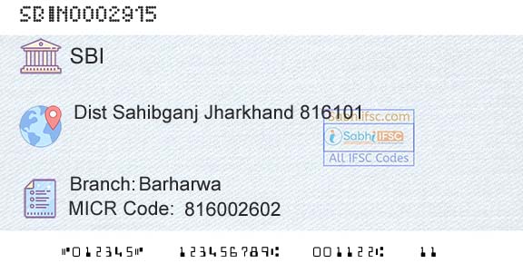 State Bank Of India BarharwaBranch 