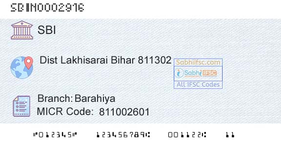 State Bank Of India BarahiyaBranch 