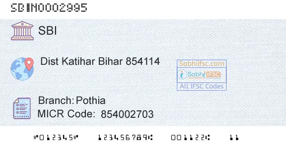State Bank Of India PothiaBranch 