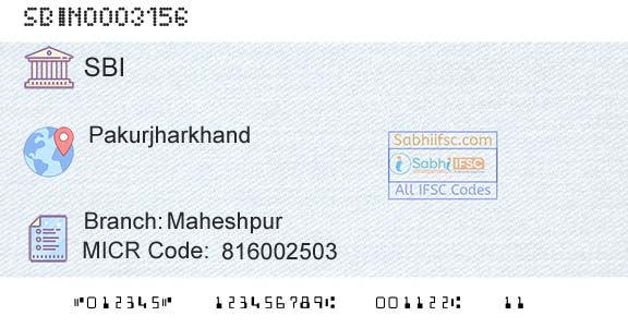 State Bank Of India MaheshpurBranch 