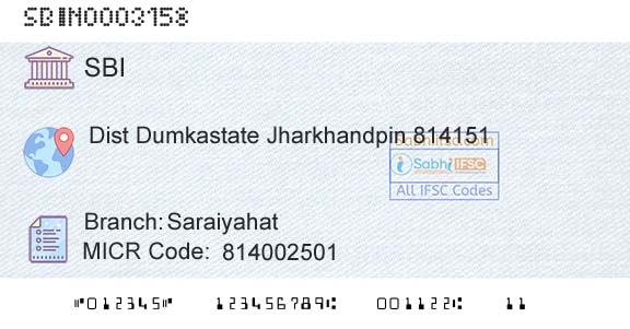 State Bank Of India SaraiyahatBranch 