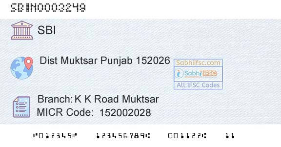 State Bank Of India K K Road MuktsarBranch 