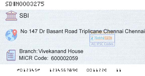 State Bank Of India Vivekanand HouseBranch 