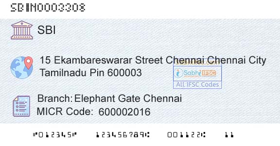 State Bank Of India Elephant Gate ChennaiBranch 