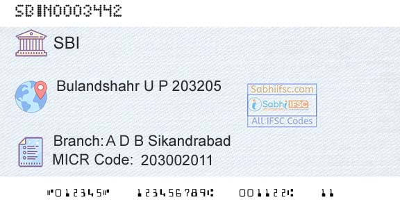 State Bank Of India A D B SikandrabadBranch 
