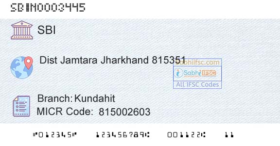 State Bank Of India KundahitBranch 