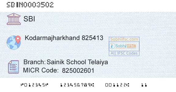 State Bank Of India Sainik School TelaiyaBranch 