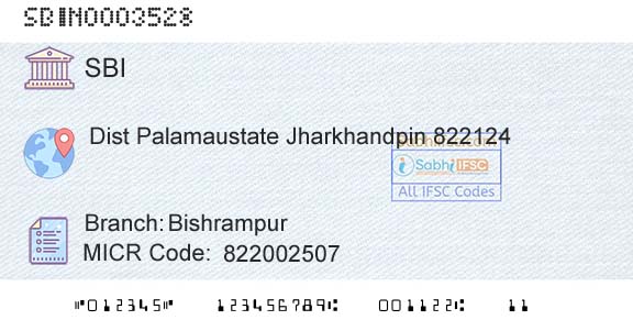 State Bank Of India BishrampurBranch 
