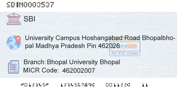 State Bank Of India Bhopal University BhopalBranch 