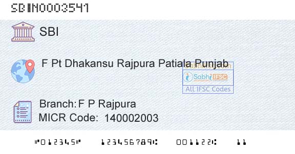 State Bank Of India F P RajpuraBranch 