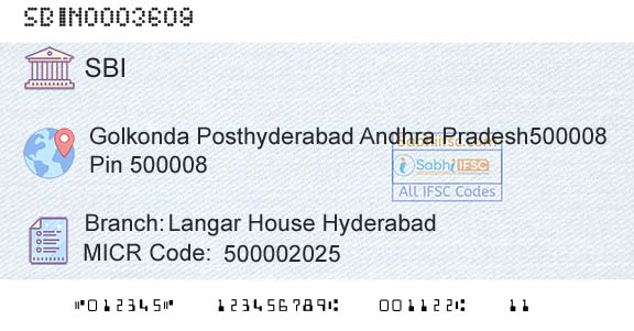 State Bank Of India Langar House HyderabadBranch 