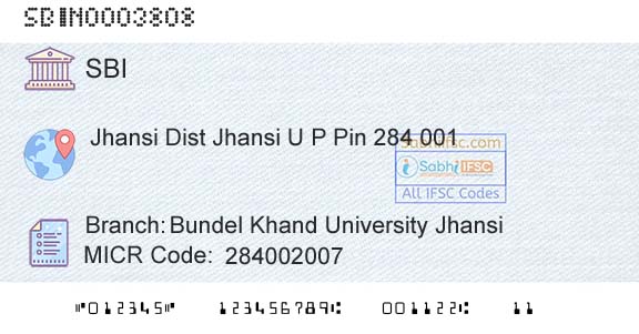 State Bank Of India Bundel Khand University JhansiBranch 