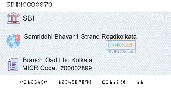 State Bank Of India Oad Lho KolkataBranch 
