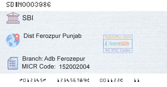 State Bank Of India Adb FerozepurBranch 