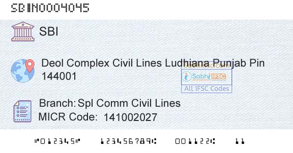 State Bank Of India Spl Comm Civil LinesBranch 