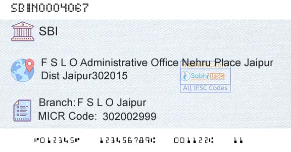State Bank Of India F S L O JaipurBranch 