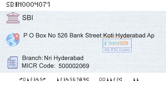 State Bank Of India Nri HyderabadBranch 