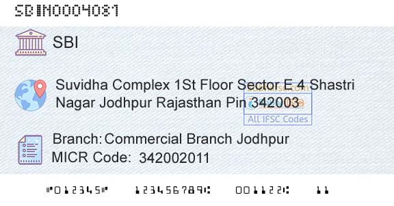 State Bank Of India Commercial Branch JodhpurBranch 