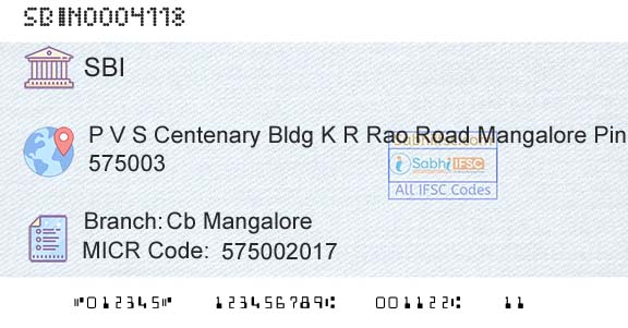 State Bank Of India Cb MangaloreBranch 