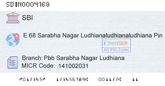 State Bank Of India Pbb Sarabha Nagar LudhianaBranch 