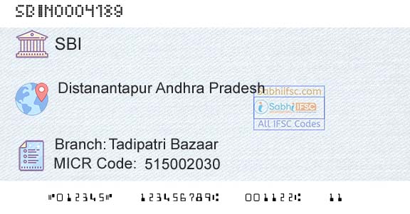 State Bank Of India Tadipatri BazaarBranch 