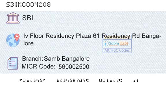 State Bank Of India Samb BangaloreBranch 