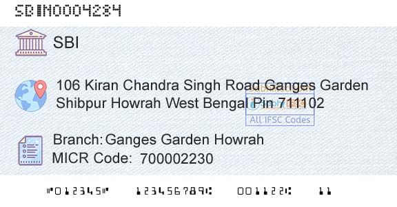 State Bank Of India Ganges Garden HowrahBranch 