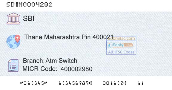 State Bank Of India Atm SwitchBranch 