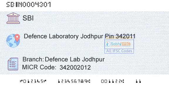 State Bank Of India Defence Lab JodhpurBranch 