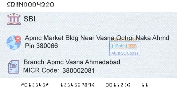 State Bank Of India Apmc Vasna AhmedabadBranch 