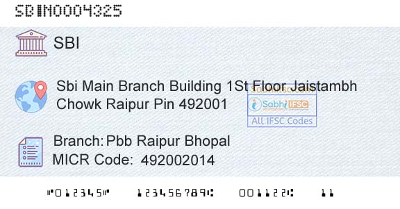 State Bank Of India Pbb Raipur BhopalBranch 