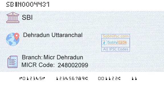 State Bank Of India Micr DehradunBranch 