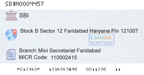 State Bank Of India Mini Secretariat FaridabadBranch 