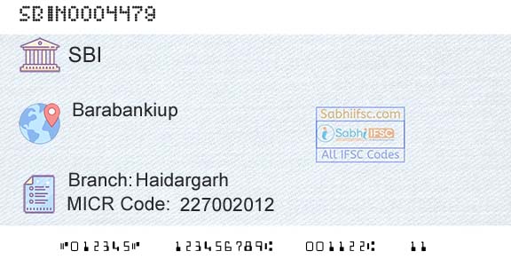 State Bank Of India HaidargarhBranch 