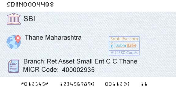 State Bank Of India Ret Asset Small Ent C C Thane Branch 