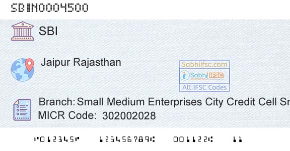 State Bank Of India Small Medium Enterprises City Credit Cell Smeccc JBranch 