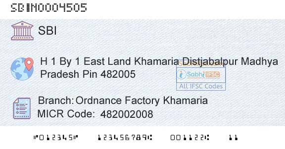 State Bank Of India Ordnance Factory KhamariaBranch 